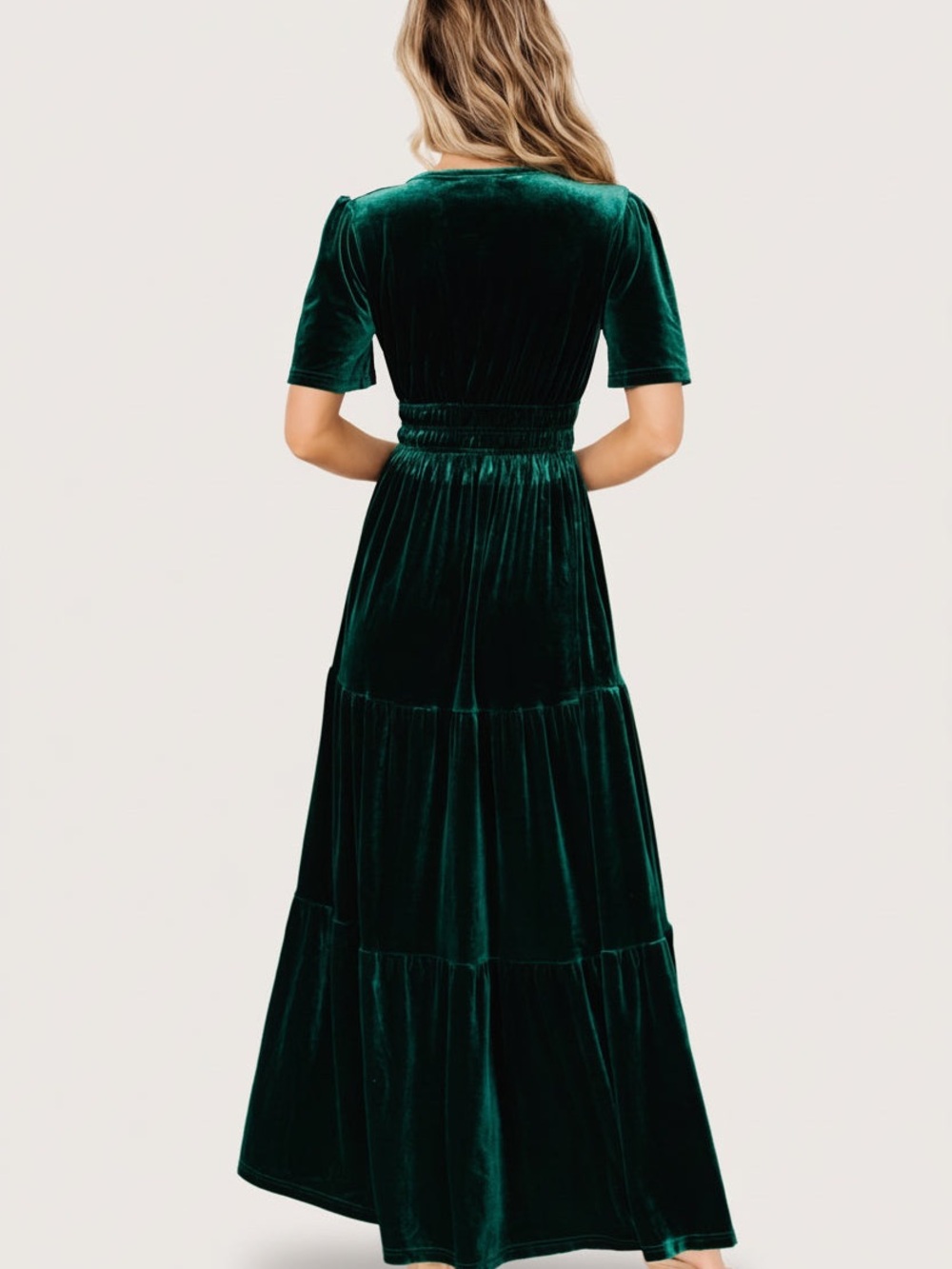 Emerald Green Velvet Maxi Dress - Picture 2 of 4